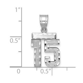 14K White Gold Small Diamond-cut Number 15 Charm