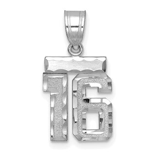 14K White Gold Small Diamond-cut Number 16 Charm