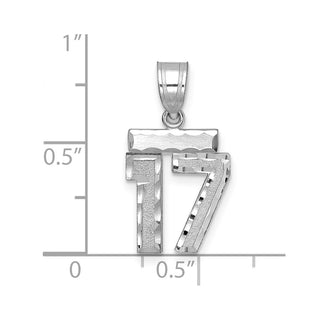 14K White Gold Small Diamond-cut Number 17 Charm