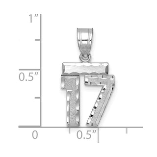 14K White Gold Small Diamond-cut Number 17 Charm