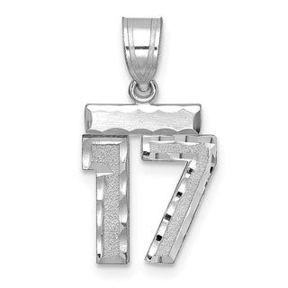 14K White Gold Small Diamond-cut Number 17 Charm