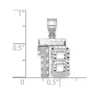 14K White Gold Small Diamond-cut Number 18 Charm