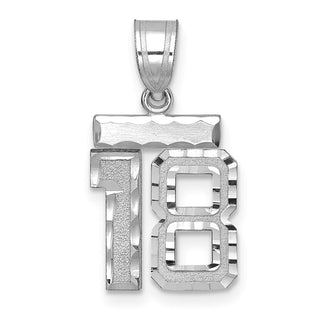 14K White Gold Small Diamond-cut Number 18 Charm