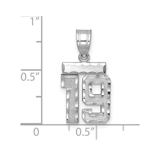 14K White Gold Small Diamond-cut Number 19 Charm