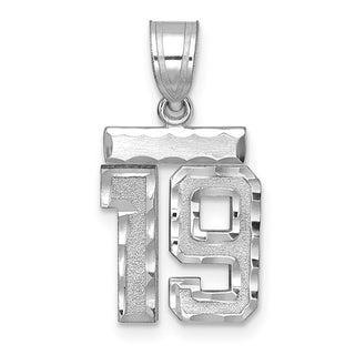 14K White Gold Small Diamond-cut Number 19 Charm