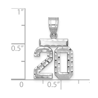 14K White Gold Small Diamond-cut Number 20 Charm