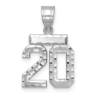14K White Gold Small Diamond-cut Number 20 Charm