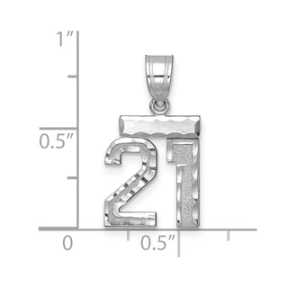 14K White Gold Small Diamond-cut Number 21 Charm