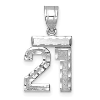 14K White Gold Small Diamond-cut Number 21 Charm