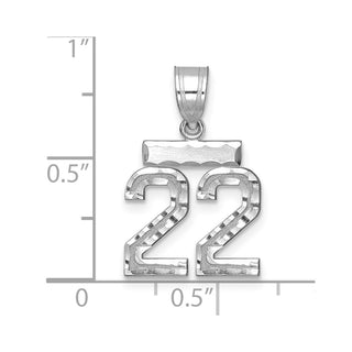 14K White Gold Small Diamond-cut Number 22 Charm