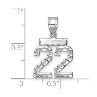 14K White Gold Small Diamond-cut Number 22 Charm