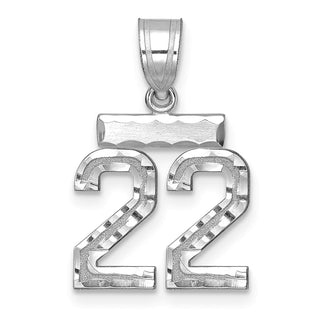 14K White Gold Small Diamond-cut Number 22 Charm
