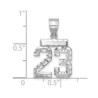14K White Gold Small Diamond-cut Number 23 Charm