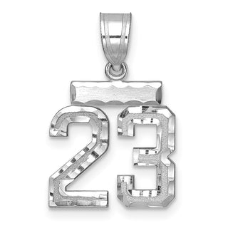 14K White Gold Small Diamond-cut Number 23 Charm