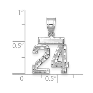 14K White Gold Small Diamond-cut Number 24 Charm