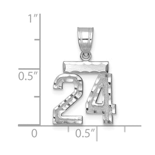 14K White Gold Small Diamond-cut Number 24 Charm