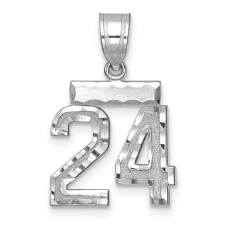 14K White Gold Small Diamond-cut Number 24 Charm