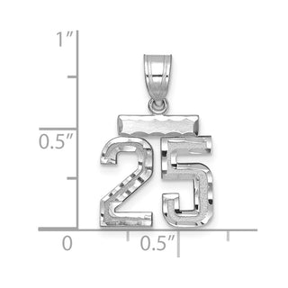 14K White Gold Small Diamond-cut Number 25 Charm