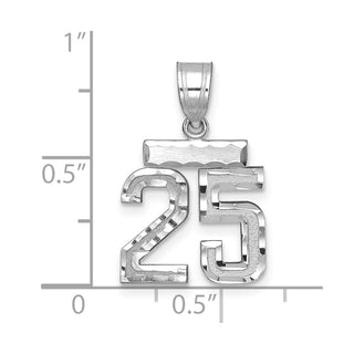 14K White Gold Small Diamond-cut Number 25 Charm