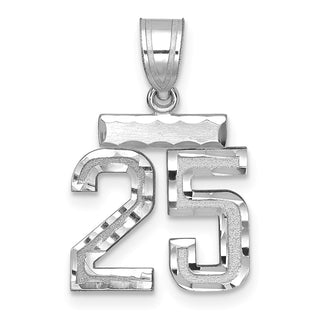 14K White Gold Small Diamond-cut Number 25 Charm