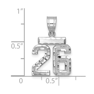 14K White Gold Small Diamond-cut Number 26 Charm