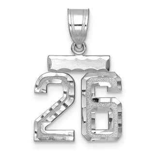 14K White Gold Small Diamond-cut Number 26 Charm
