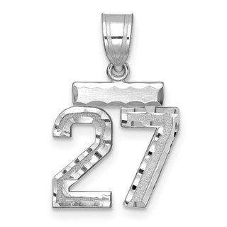 14K White Gold Small Diamond-cut Number 27 Charm