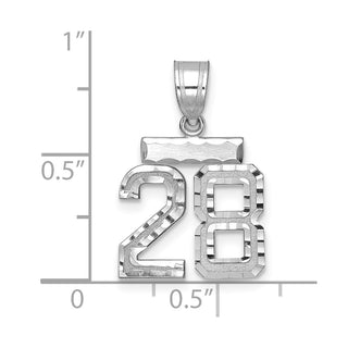 14K White Gold Small Diamond-cut Number 28 Charm