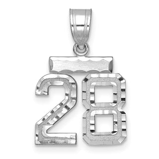 14K White Gold Small Diamond-cut Number 28 Charm