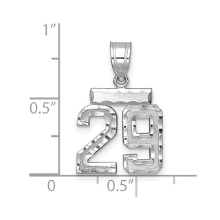 14K White Gold Small Diamond-cut Number 29 Charm
