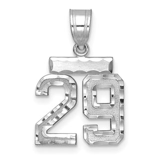 14K White Gold Small Diamond-cut Number 29 Charm
