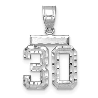 14K White Gold Small Diamond-cut Number 30 Charm