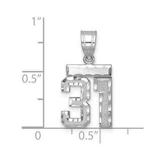 14K White Gold Small Diamond-cut Number 31 Charm