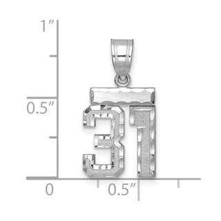 14K White Gold Small Diamond-cut Number 31 Charm