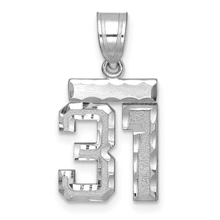 14K White Gold Small Diamond-cut Number 31 Charm