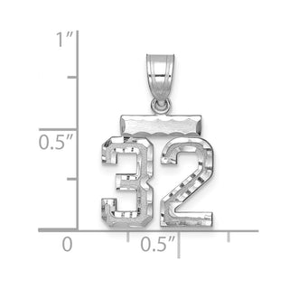 14K White Gold Small Diamond-cut Number 32 Charm