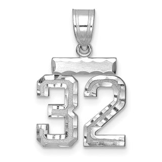 14K White Gold Small Diamond-cut Number 32 Charm