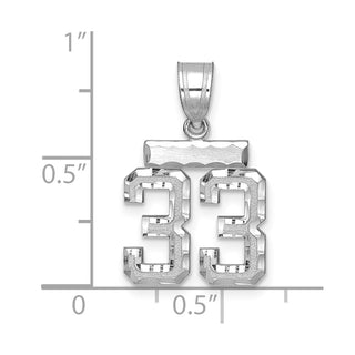 14K White Gold Small Diamond-cut Number 33 Charm