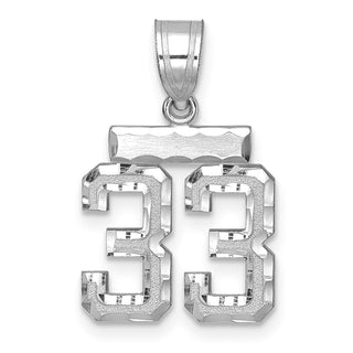 14K White Gold Small Diamond-cut Number 33 Charm