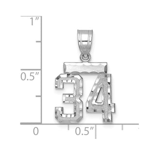 14K White Gold Small Diamond-cut Number 34 Charm