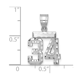 14K White Gold Small Diamond-cut Number 34 Charm