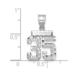 14K White Gold Small Diamond-cut Number 35 Charm