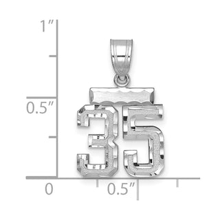 14K White Gold Small Diamond-cut Number 35 Charm