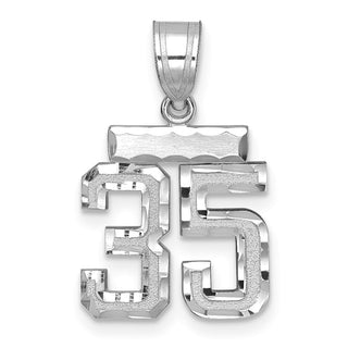 14K White Gold Small Diamond-cut Number 35 Charm
