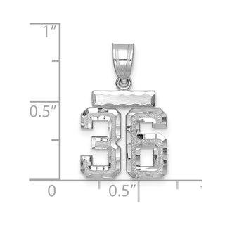 14K White Gold Small Diamond-cut Number 36 Charm
