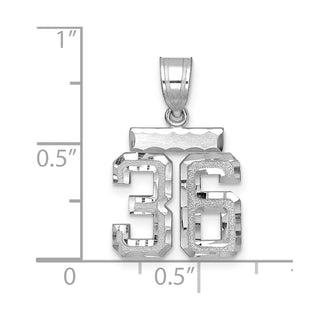 14K White Gold Small Diamond-cut Number 36 Charm