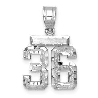 14K White Gold Small Diamond-cut Number 36 Charm