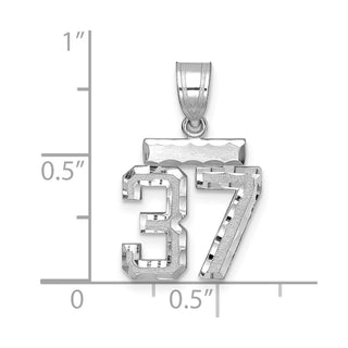 14K White Gold Small Diamond-cut Number 37 Charm