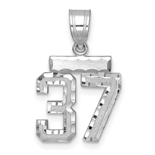 14K White Gold Small Diamond-cut Number 37 Charm