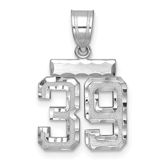 14K White Gold Small Diamond-cut Number 39 Charm